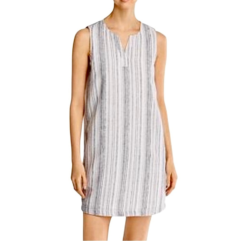Beach Lunch Lounge Jaylene Linen Blend Striped Beach Shift Dress XL Gray NWT